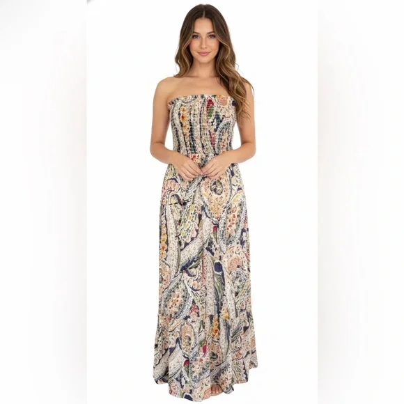 American Eagle Outfitters Strapless Multicolor Maxi Dress size L. - Picture 1 of 7